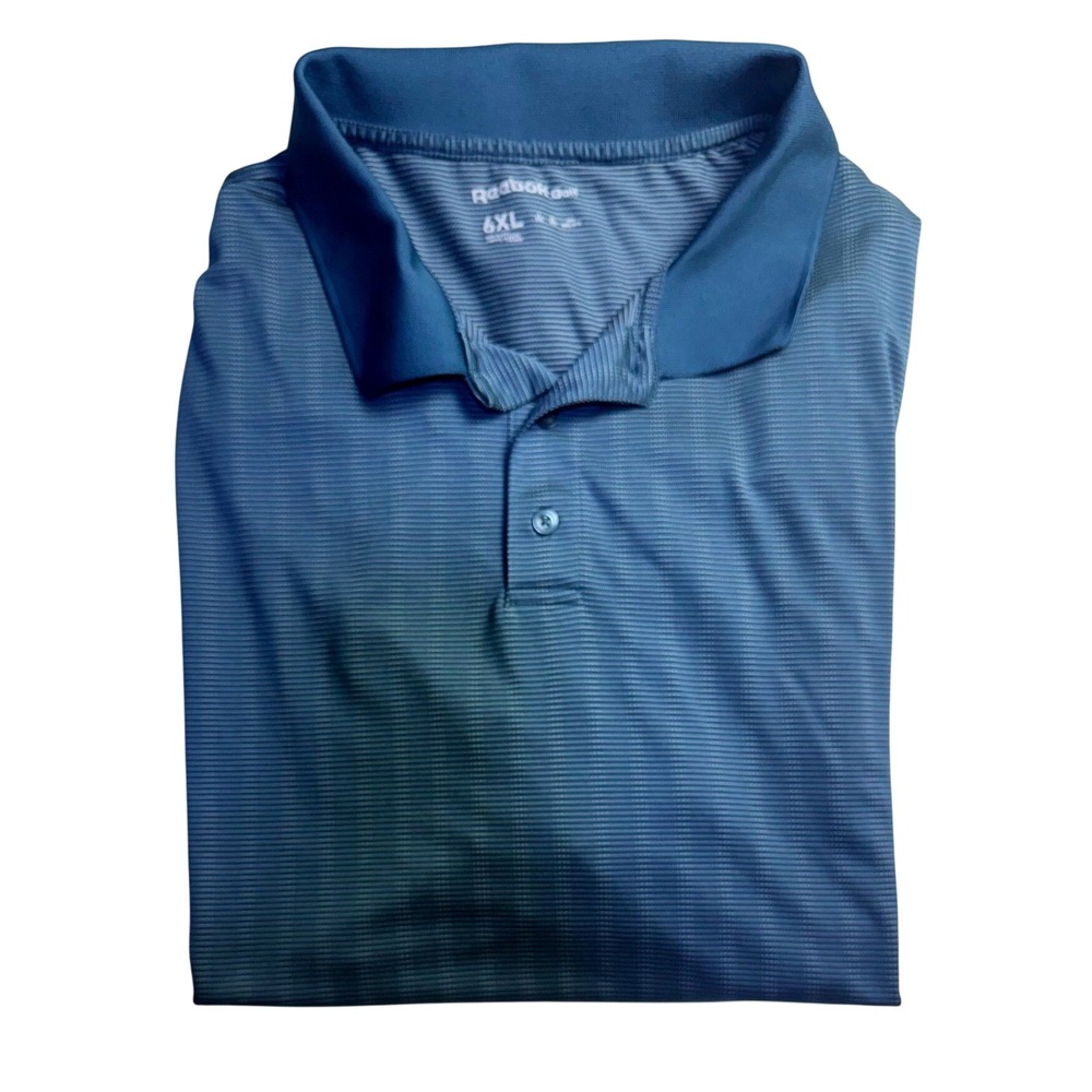 Reebok Golf Polo Shirt Mens 6XL Blue Striped Short Sleeve Performance-2553